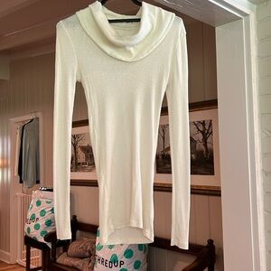 Michael Starr shimmery cream cowl neck top